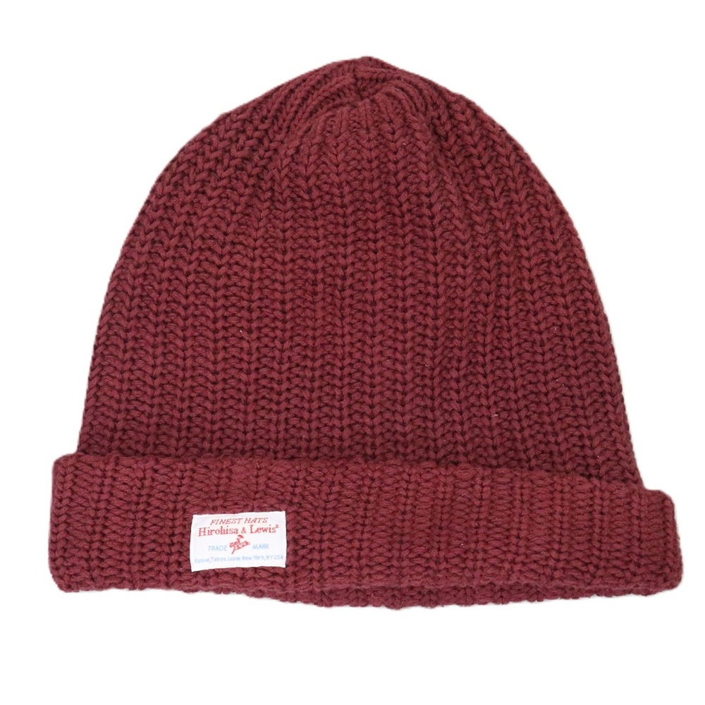 Hirohisa & Lewis Maroon‎ Knit Beanie 100% Cotton Made in USA One Size